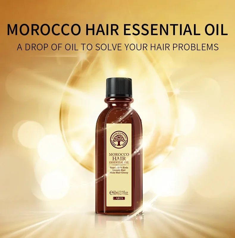 Laikou Argan Hair Oil Essential Oil Natural Anti-hair Loss Prevent Hair Dry Soft Nourishing Frizz Damaged Repair Care 60ml Oasis Select