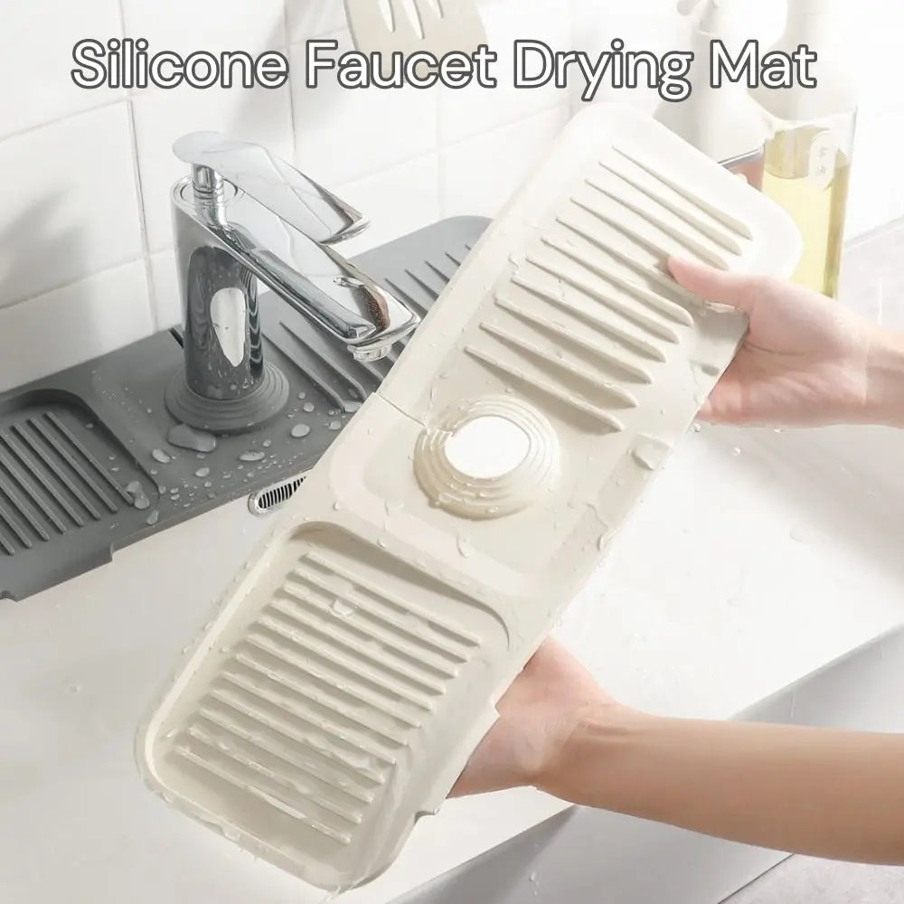 Portable Silicone Faucet Mat Anti-slip Thicken Sink Splash Guard Faucet Accessories 37cm/45cm Faucet Drying Pads Farmhouse Decor Oasis Select