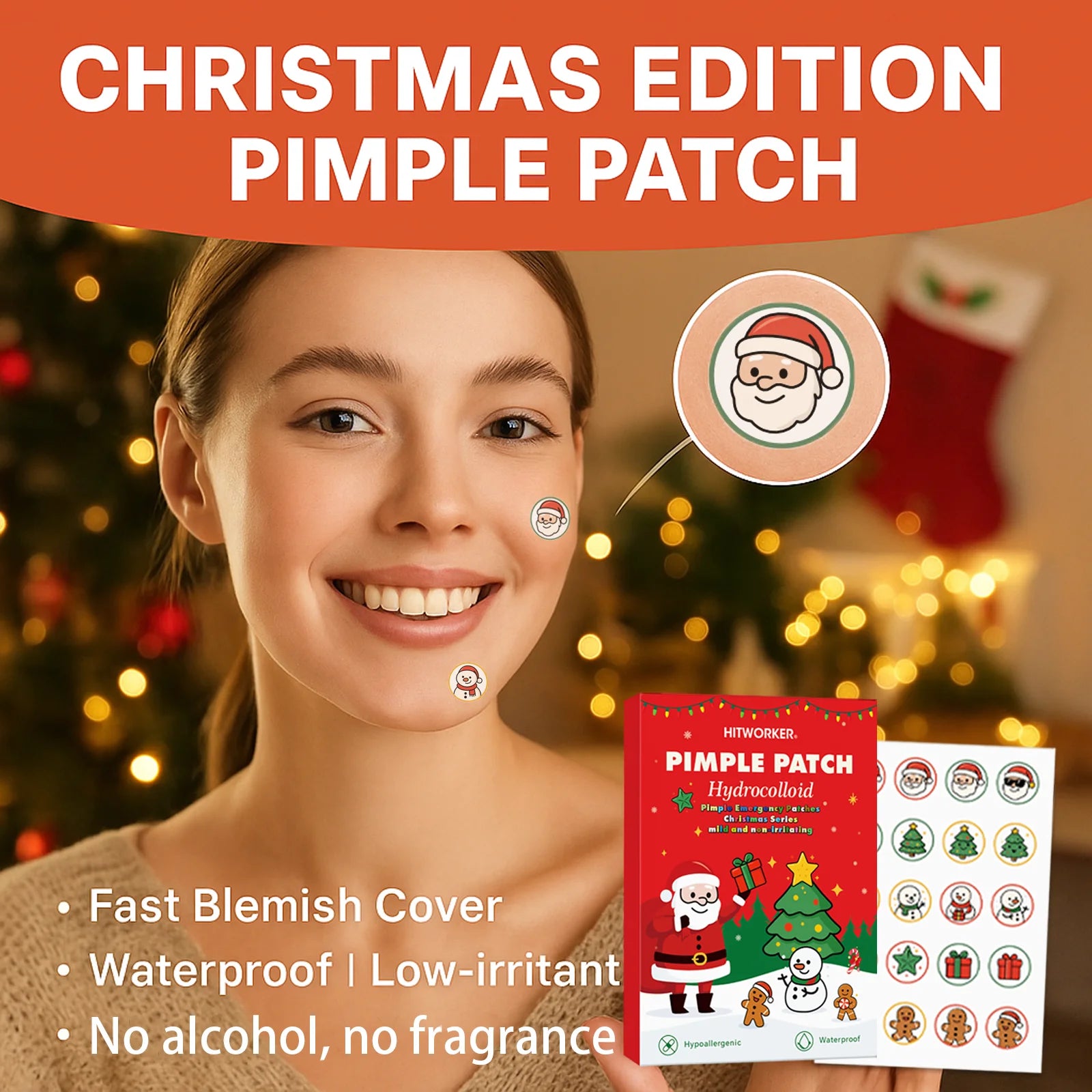 120 Cute Christmas Style Acne Patch - Alcohol Free, Odorless, Ultra Thin Spot Covering, Essential for Christmas Parties Oasis Select