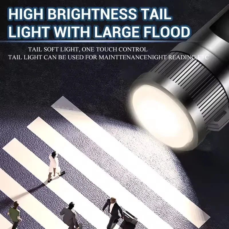 High Power 2000LM LED Flashlight Built-in Battery USB Rechargeable Strong Light Tactical Torch Outdoor Camping Hiking Lantern Oasis Select