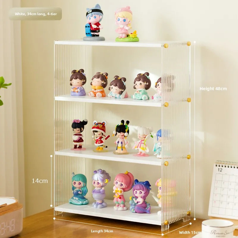 Blind Box Storage Display Rack Lego Figure Shelf Transparent Arrangement Cabinet Acrylic POP MART Display Box Layered Rack Oasis Select White four layers