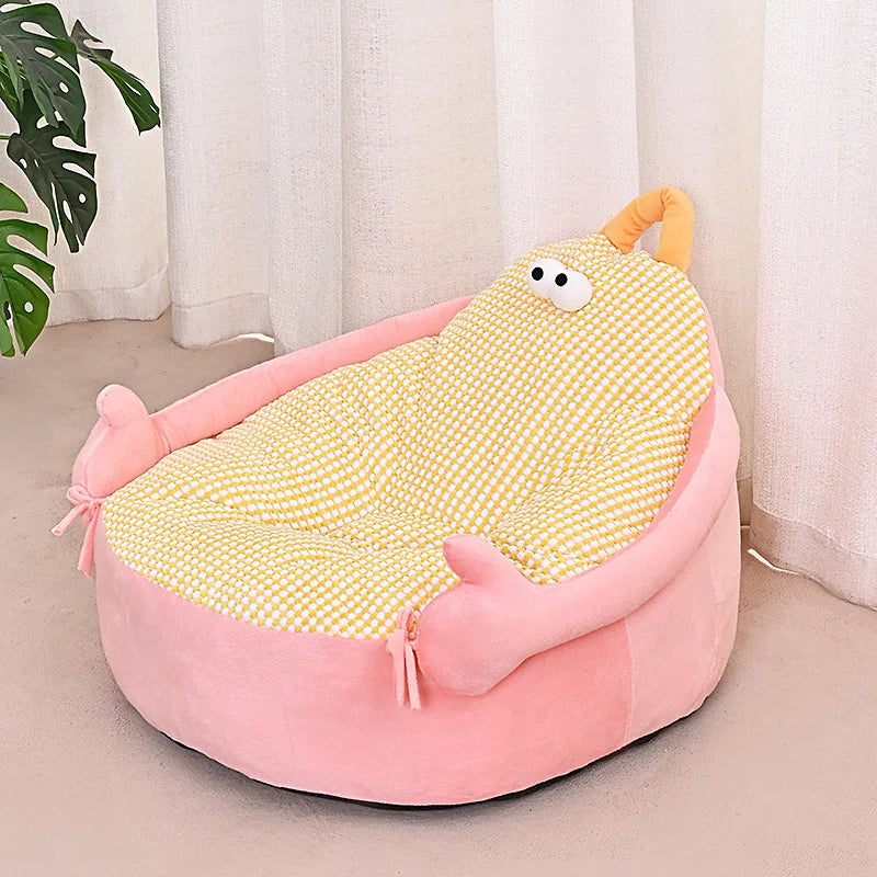 New autumn and winter dog and cat beds, cartoon-shaped sofa beds, large-eye pet bed cushions, and daily dog and cat cushions Oasis Select Pink 55x55x35cm