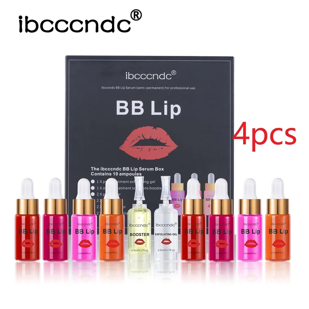 BB Lips Ampoule Serum Starter Set Semi-Permanent BB Lip Gloss Tinted Pigment Lasting Moisturizing For Lip Care Korea Glow Oasis Select 4 box