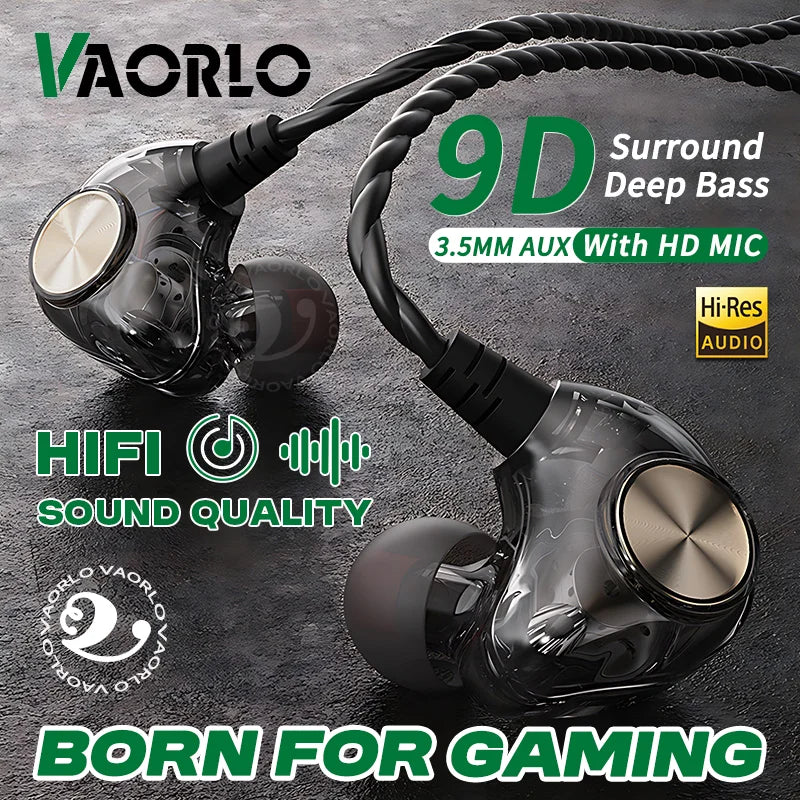 HIFI Heavy Bass Wired Earphone 3.5mm AUX In Ear Gaming Headset Dynamic Music Headphones Stereo Noise Cancelling Earbuds With Mic Oasis Select