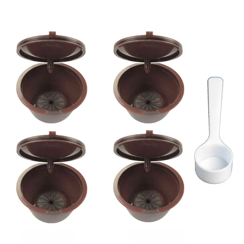 4pcs/Set Reusable Coffee Capsule Filter Cup for Nescafe Refillable Dolce Gusto Coffee Accessories Filter with Spoon Cafe Capsula Oasis Select 4pcs coffee