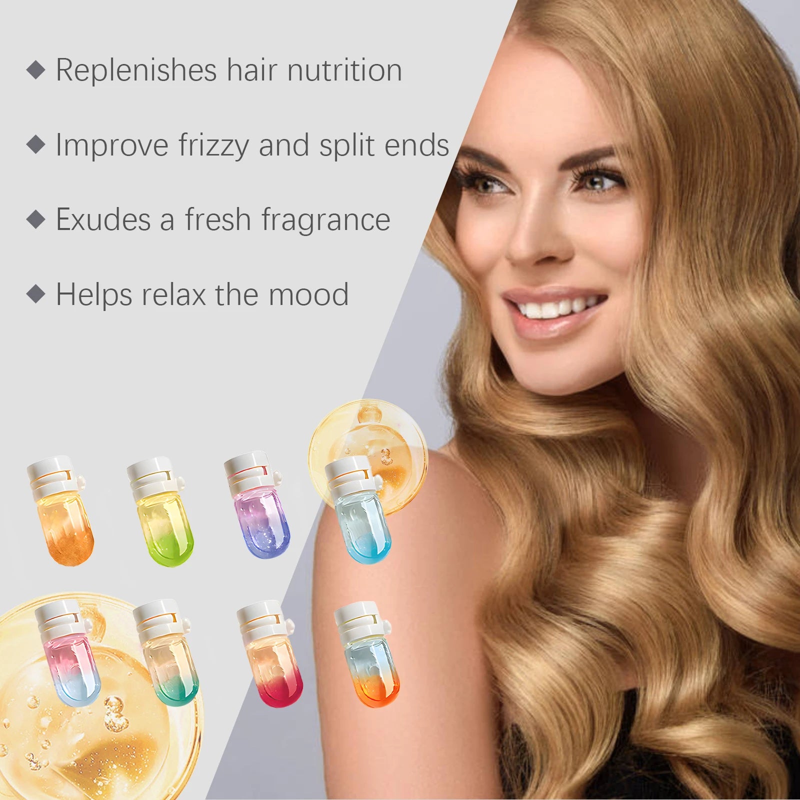 Anti-Damage Fragrance Hair Care Oil Capsules Nourishing Repairing Curly Dry Hair Long-Lasting Floral Scent Hair Care Product Oasis Select