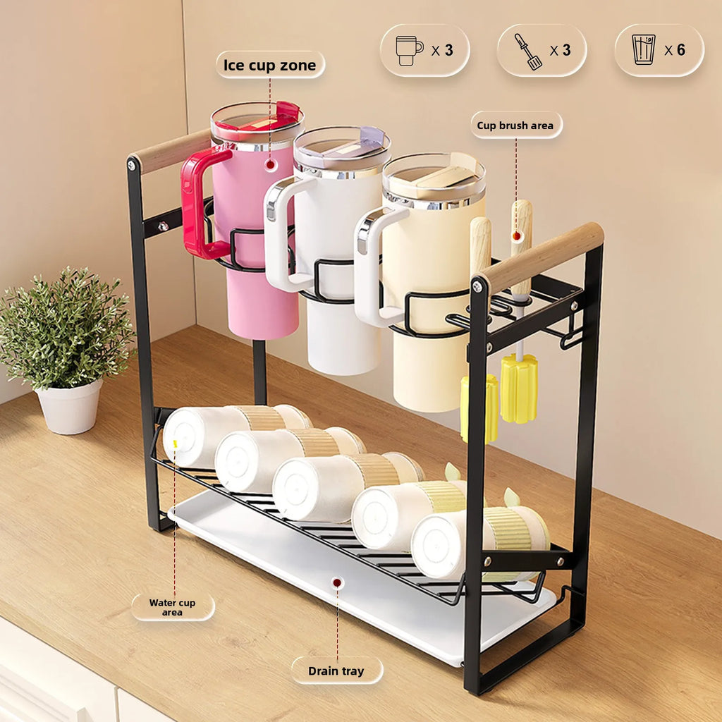 Bingba Cup Storage Rack Large Capacity Stanley Cup Rack Multifunctional Thermal Insulation Kettle Cold Water Cup Drain Rack Oasis Select