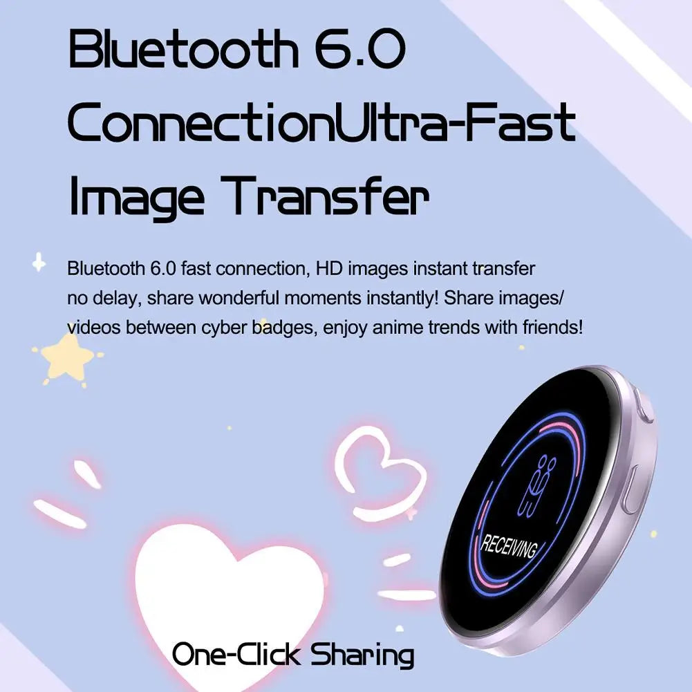 Cyberbaji 1.7" HD Bluetooth LED Display Badge | Touch Screen