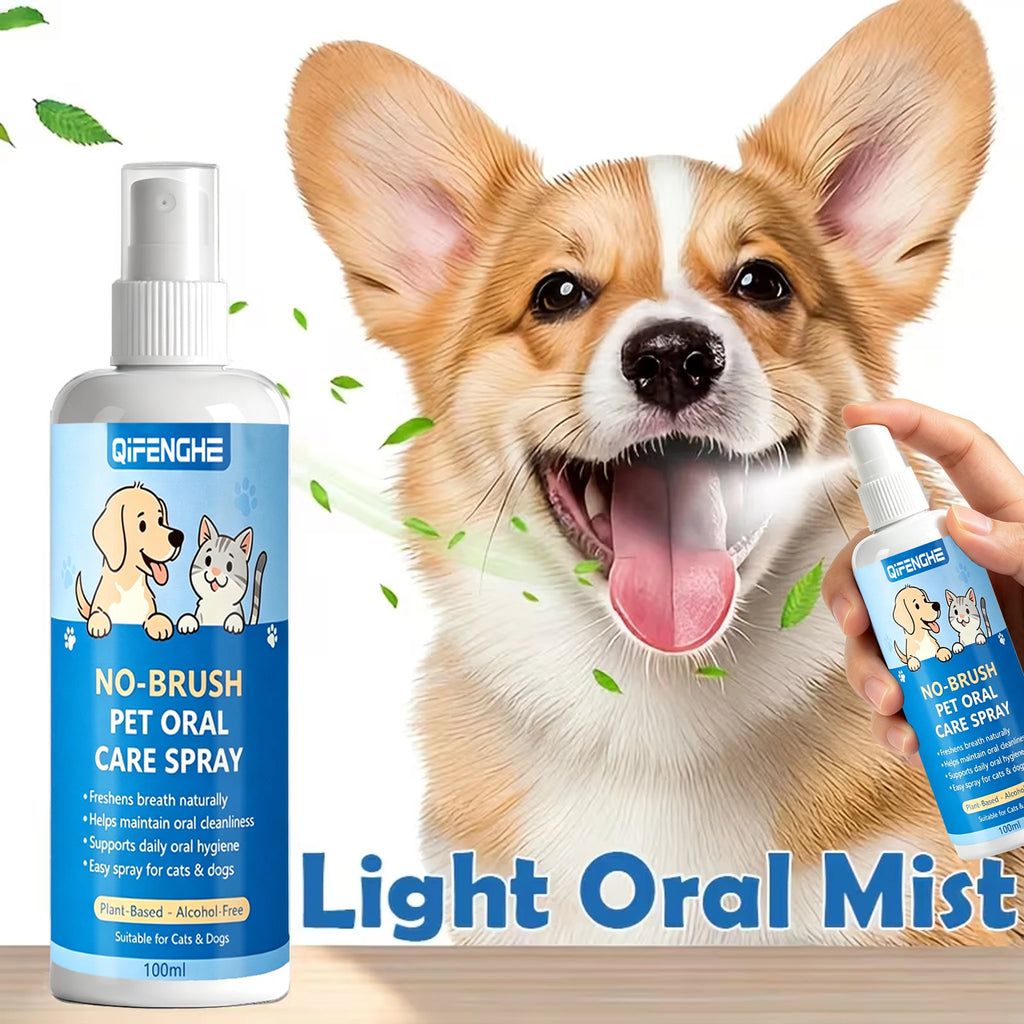 No-Brush Pet Oral Care Spray – Fresh Breath for Dogs & Cats