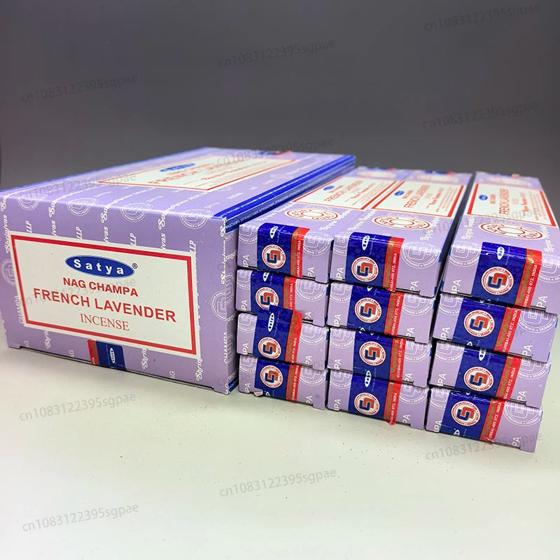 12Boxes Satya Incense Sticks 15g/Box,Home Fragrance Handmade Multiple Mixed Flavors 4Box Super Hit&4Box NATURAL&4Boxes NAGCHAMPA Oasis Select FRENCH LAVENDER 12 small boxex