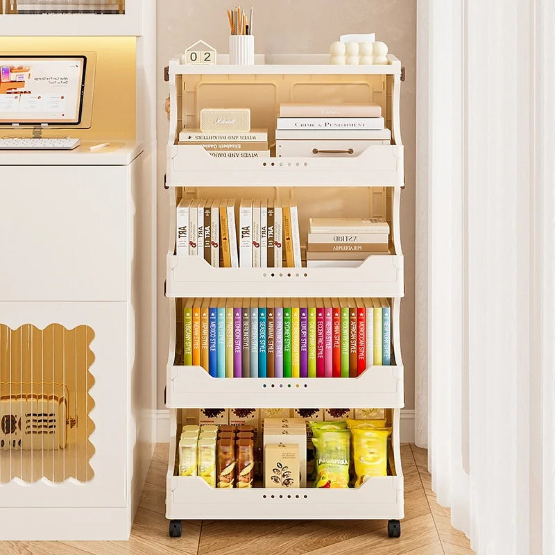 Installation-free storage cabinet - Home bedroom bedside table - Kitchen bathroom multi-layer foldable storage rack Oasis Select