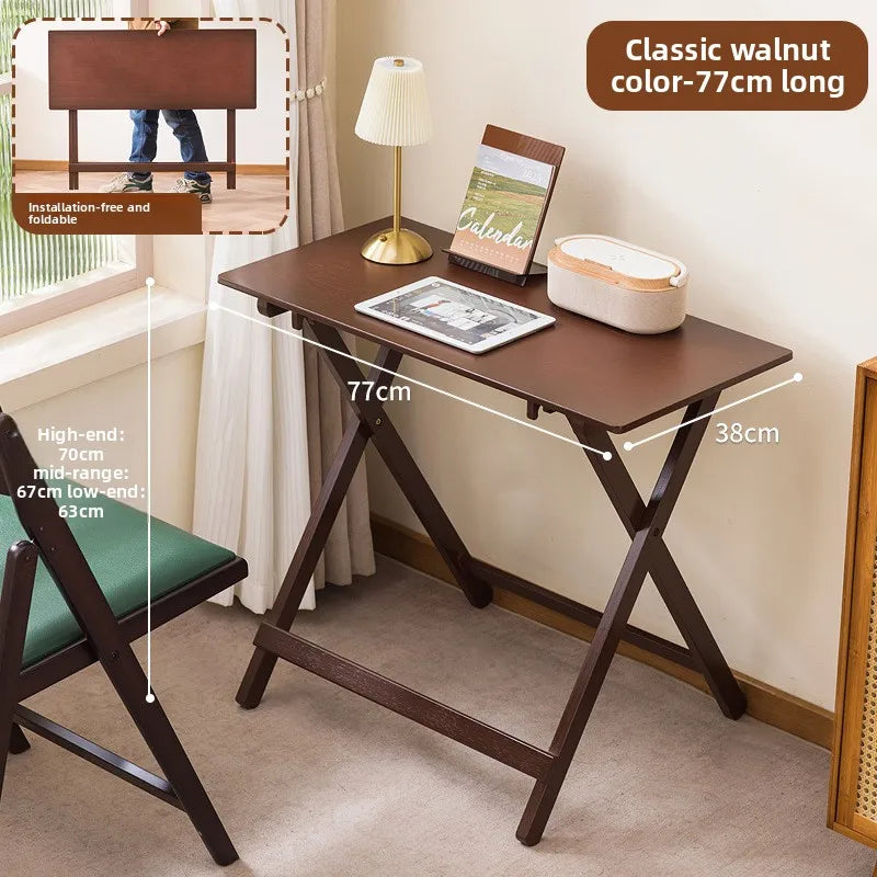 Folding table Rectangle desk Computer table Bedroom Home bedside table Desk worktable Small apartment dining table Oasis Select Walnut D 77