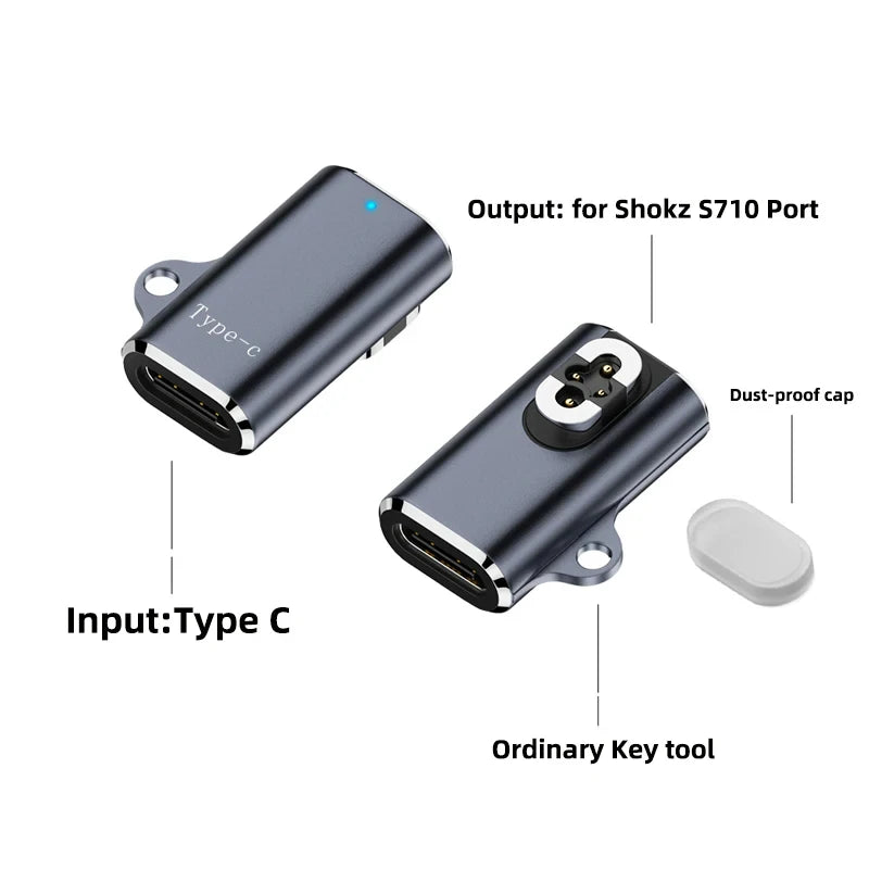 USB-C Charger Adapter for SHOKZ OpenSwim Pro S710 Magnetic Headphone Charging Adapter Oasis Select Type 1