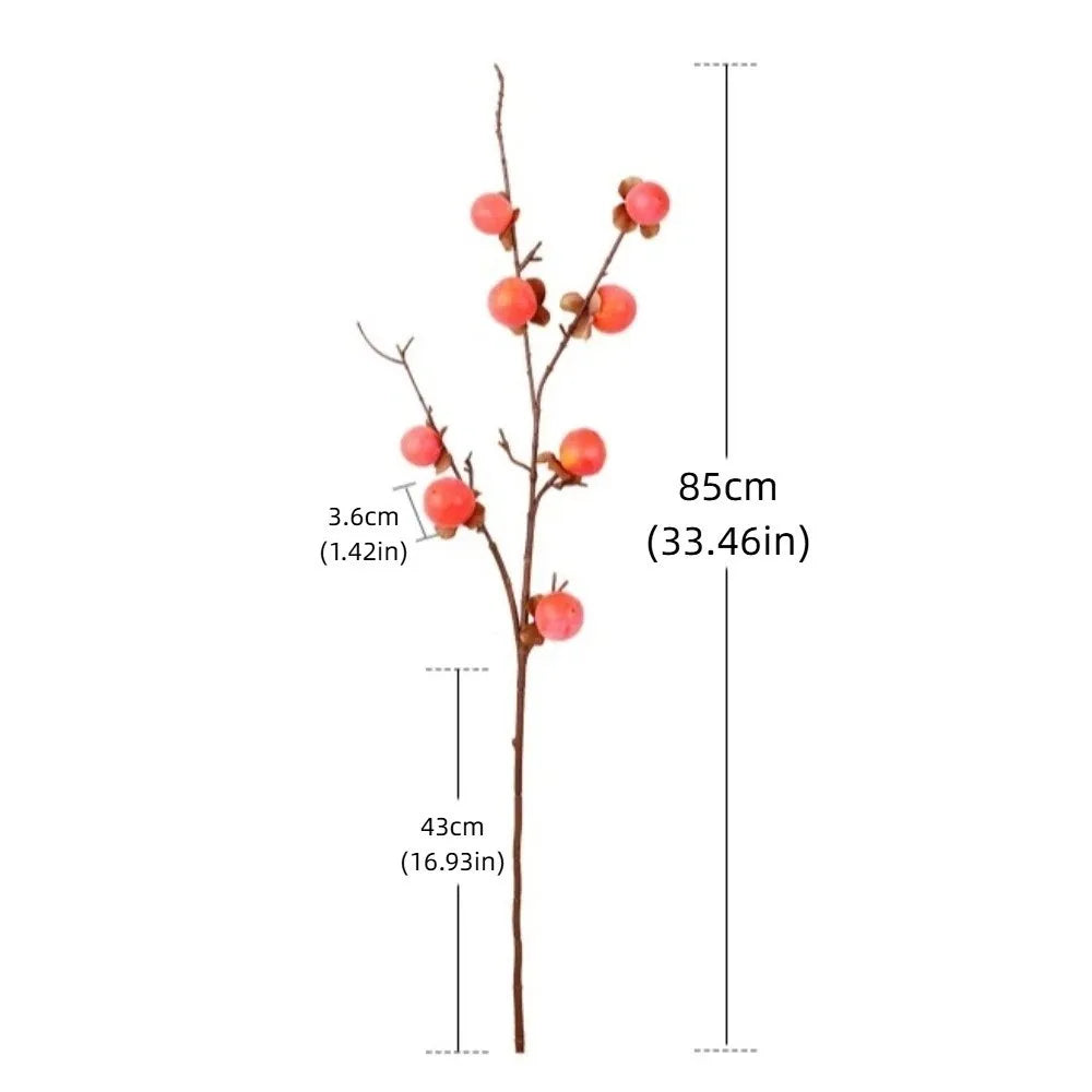8 Heads Artificial Persimmon Branch Handmade Realistic Simulation Persimmon Fruit Elegant Foam Fake Plants Wedding Decor Oasis Select