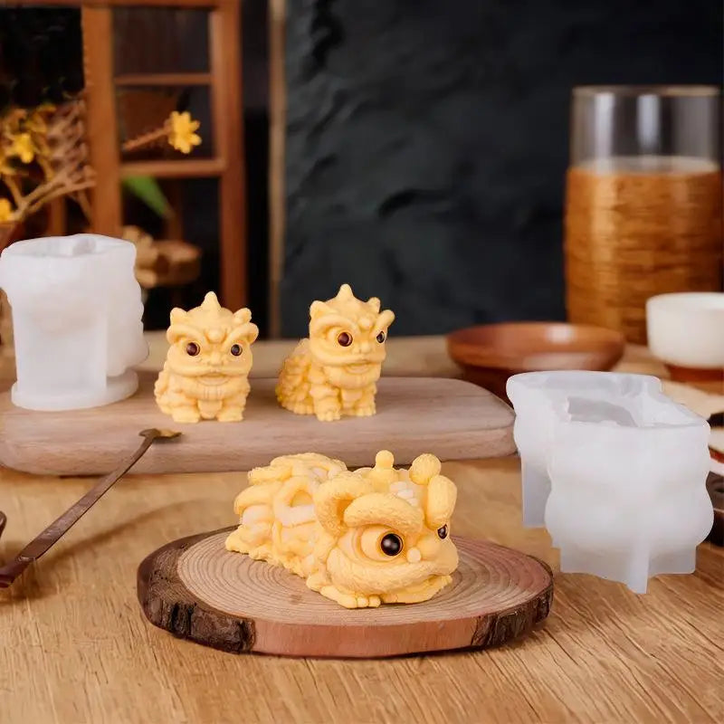 3D Milk Jelly Silicone Cake Mold Lion Dance Pig Pudding Mould for Home Baking Dessert Decoration Accessories Oasis Select