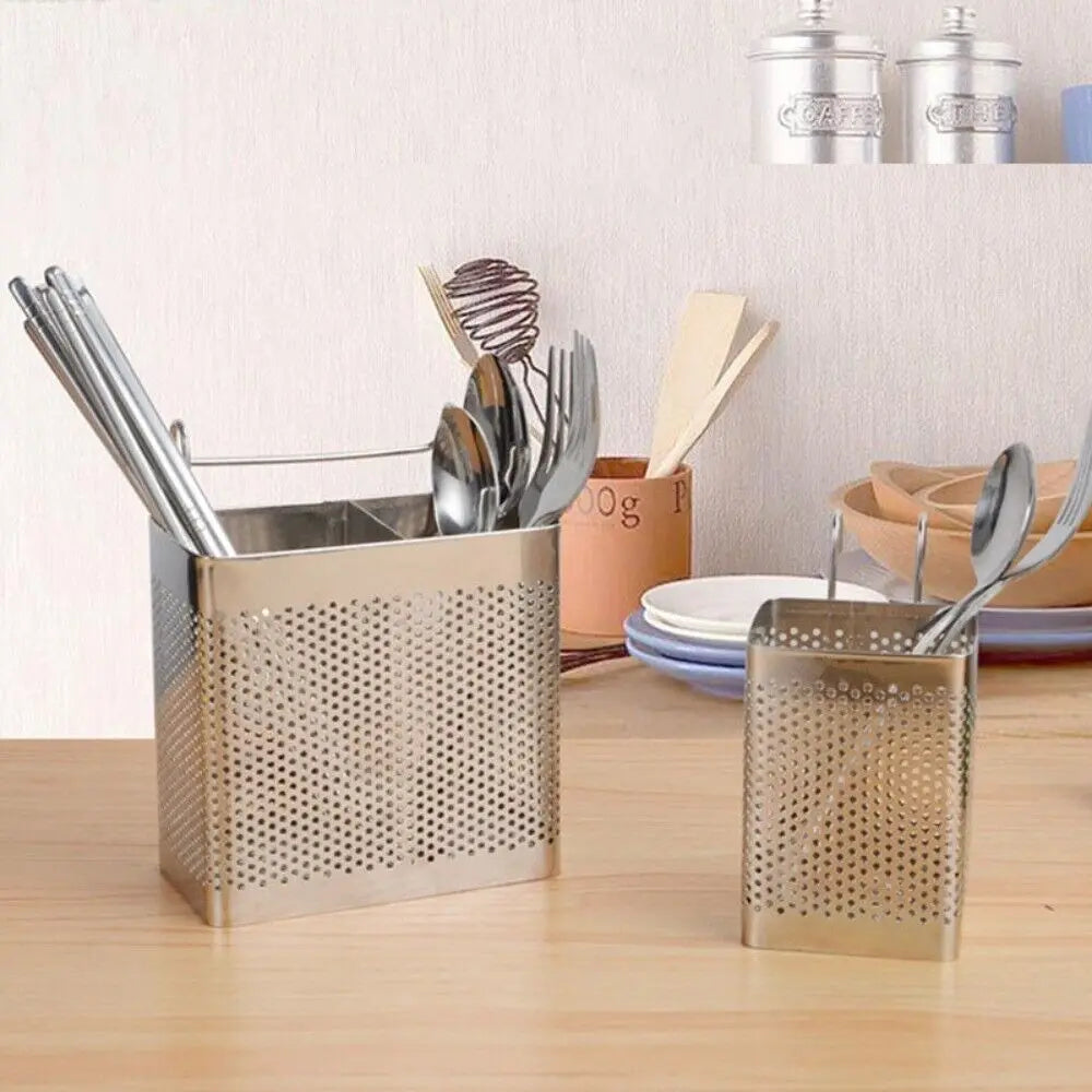 Stainless Steel Chopsticks Rack Tableware Holder Organizer Cutlery Dryer Drainer Shelf With Hooks Kitchen Accessories Oasis Select