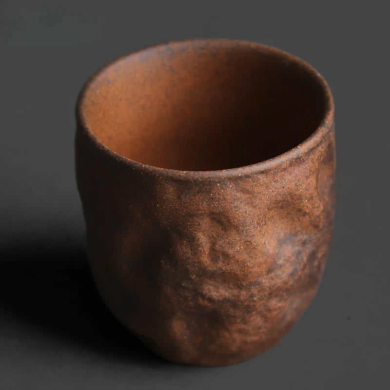 1PCS Rough Pottery Old Rock Clay Stone Texture Master Teacup Chinese Zen Kung Fu Tea Ceremony Drinking Tea Master Single Cup Oasis Select