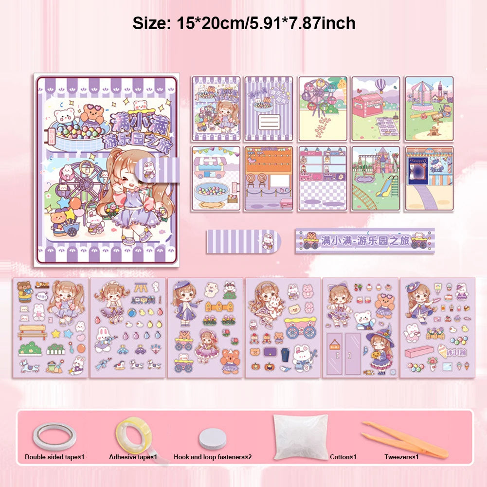 Creative Diy Animated Quiet Book Girl Dress Up Children's Educational Handmade Paper Book Doll Full Set Food Daily Life Oasis Select 03