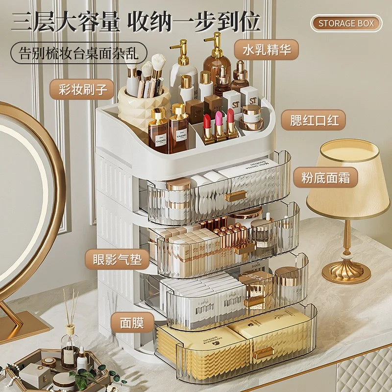 Cosmetic storage box with drawers, plastic dressing table storage cabinet, transparent desktop organiser Oasis Select