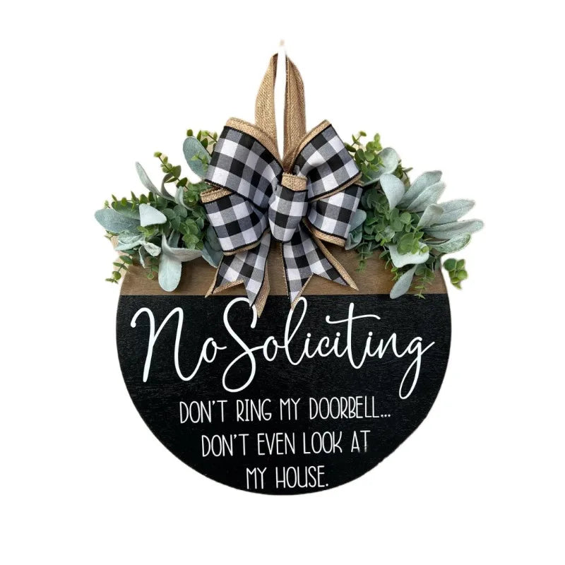 Fun Front Door Sign Hanger Garland Front Door Decoration Prohibited To Solicit Welcome Into The Fun Door Sign Oasis Select