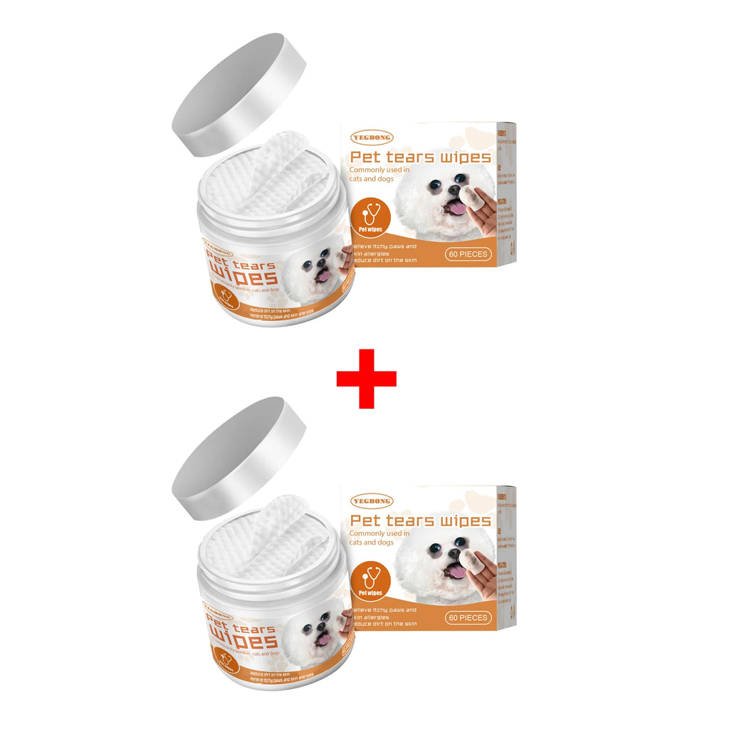 Pet Wipes for Dog Cat Eye Cleansing Remove Tear Stains Wipe Away Eye Droppings and Grime Non-irritating Cotton Pads 60PCS Oasis Select 2 X 60pcs boxed