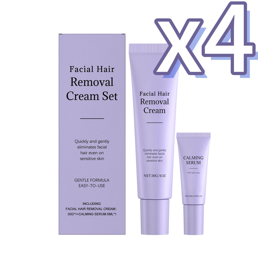 Facial Hair Removal Cream & Calming Serum Kit – Painless Hair Removal Kit Oasis Select 1 set Boxed X 4