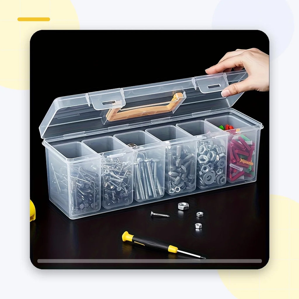 Portable Parts Organizer Box With Handle Clear Plastic Storage Case For Tools Screws Nuts Bolts Hardware Produce Bag Tote Oasis Select