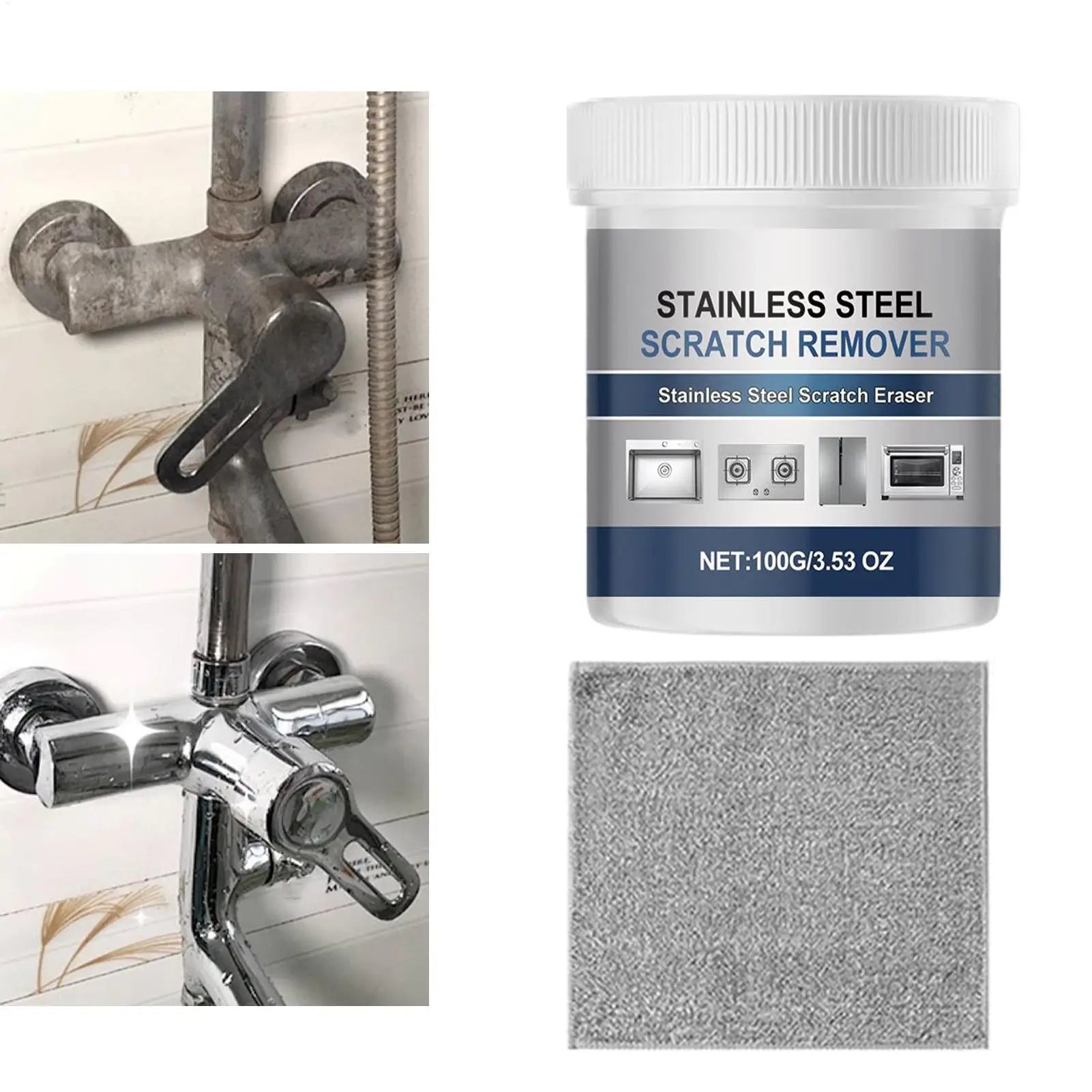 100g Stainless Steel Cleaning Paste Pot Pan Dirts Cleaner Oven Polishing Mental Scratch Rust Remover Cookware Cleaning Cream Oasis Select