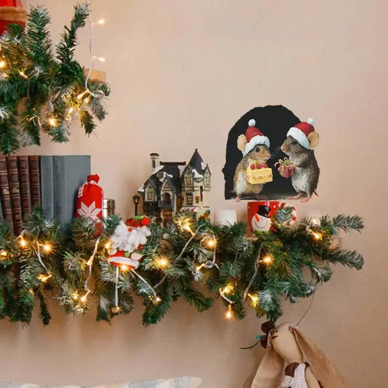 Christmas Mouse Hole Wall Stickers | Festive Home Decor