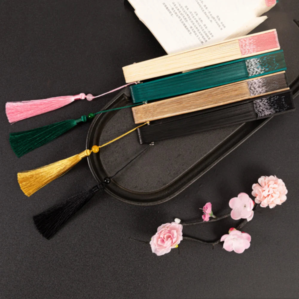 Chinese Style Folding Folding Fan Change Color With Tassel Dance Fan Silk Cloth Bamboo Summer Oasis Select