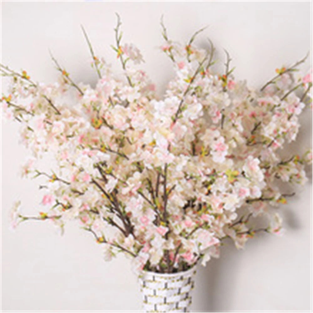 109CM Artificial 4-pronged Cherry Blossom Branch Home Decoration Silk Flower Wedding Decoration Arched Door Path Flower Guide Oasis Select