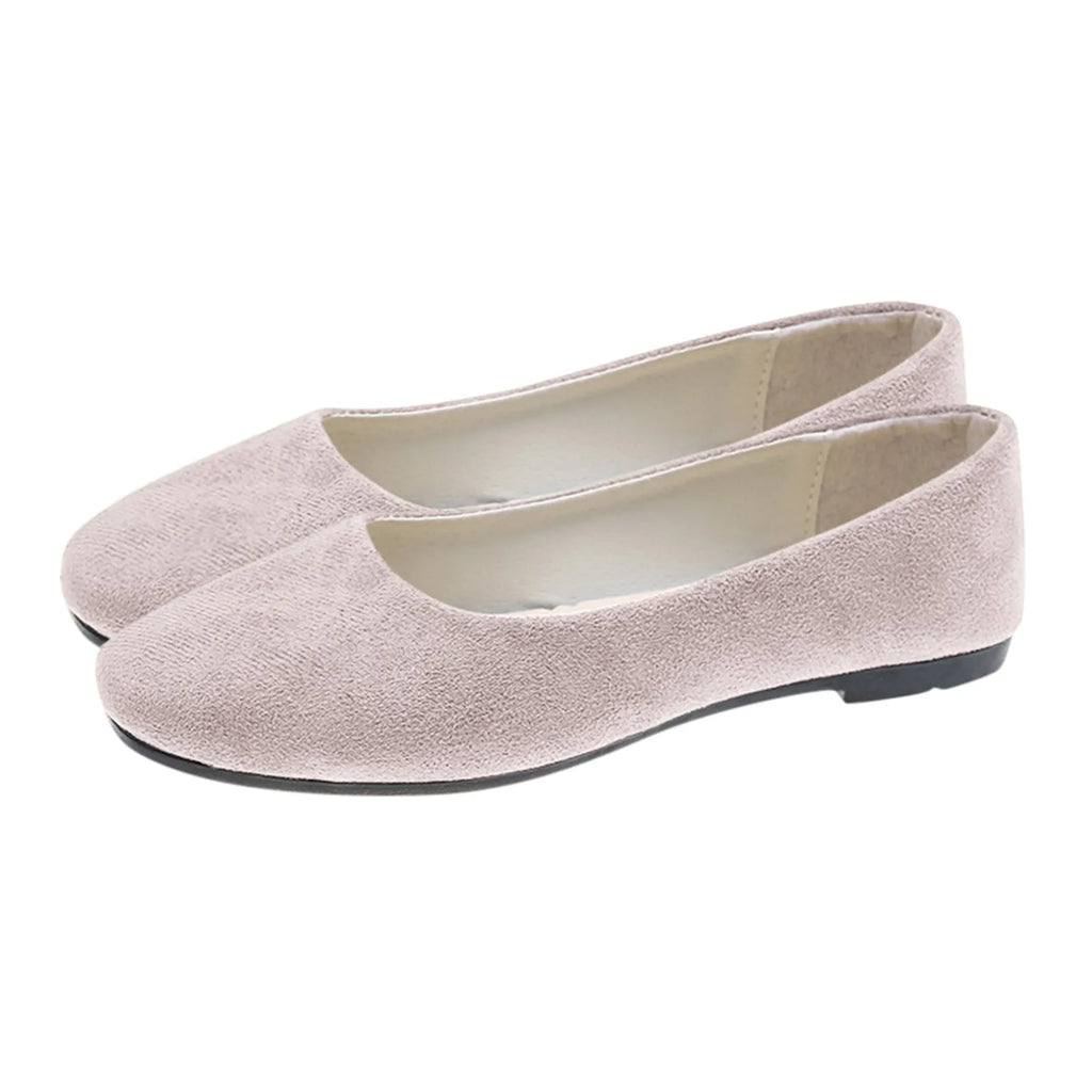 Woman Flats Casual Round Toe Cute Flats Flock Mocasines Ballerina Church Flats Female Suede Elegant Soft Sole Mom Shoes Oasis Select
