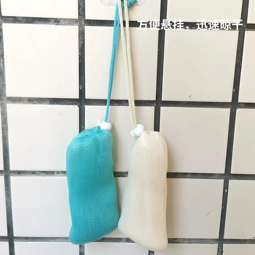Soap Bag Exfoliating Mesh Drawstring Shower Portable Soap Pouch Travel Foaming Net Bath Body Cleaner Exfoliating Bath Pouch Oasis Select