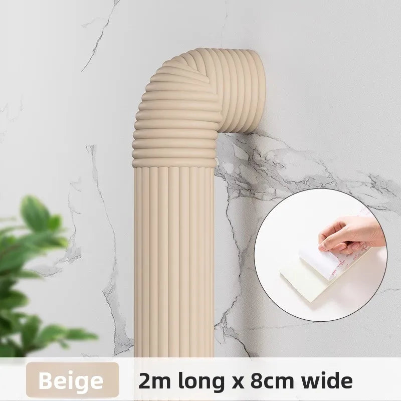 1-5pcs 2M Decorative Pipe Sleeve for Fire Sprinkler Sewage AC Heating Tubes Indoor Hide Ugly Utility Lines Creative Home Decor Oasis Select Beige 1PC
