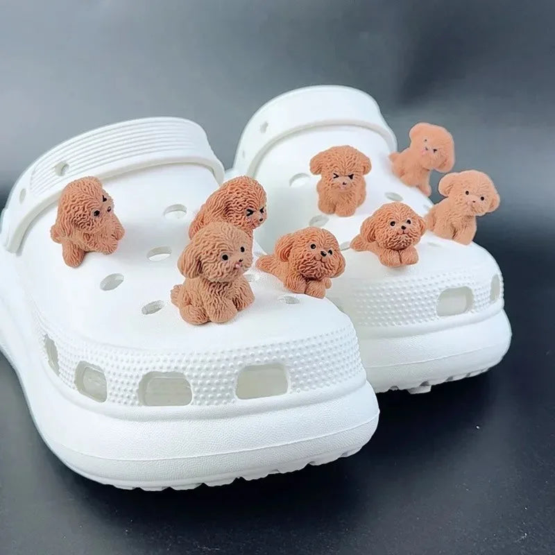 4/8PCS Summer Fashion Shoe Charms Set Accessories for Clogs Shoe Buckle Cute Teddy Dog DIY 3D Shoes Decorations for Bogg Bag Oasis Select