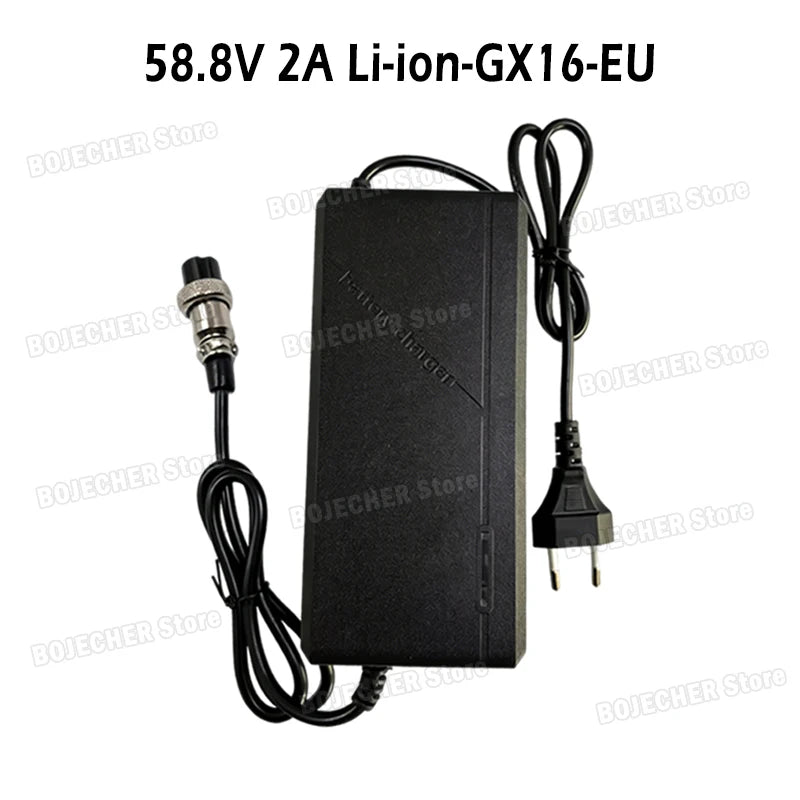 58.8V 2A Lithium Battery Charger With 12mm-3pin GX16 Connector For 52V ZERO 8 ZERO 10X VSETT 9 Li-ion Batteries Charger With Fan Oasis Select 58.8V 2A GX16 EU