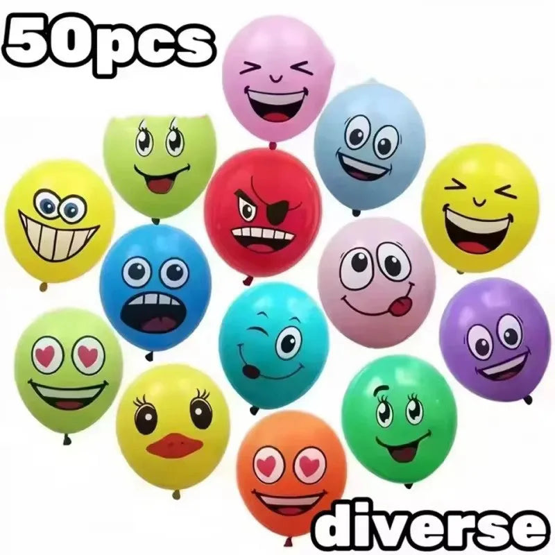 10/20/40/60pcs Children'S Birthday Party Is Decorated With Lovely Smiling Face Printing Large Big Eyes Smiley Face Latex Balloon Oasis Select