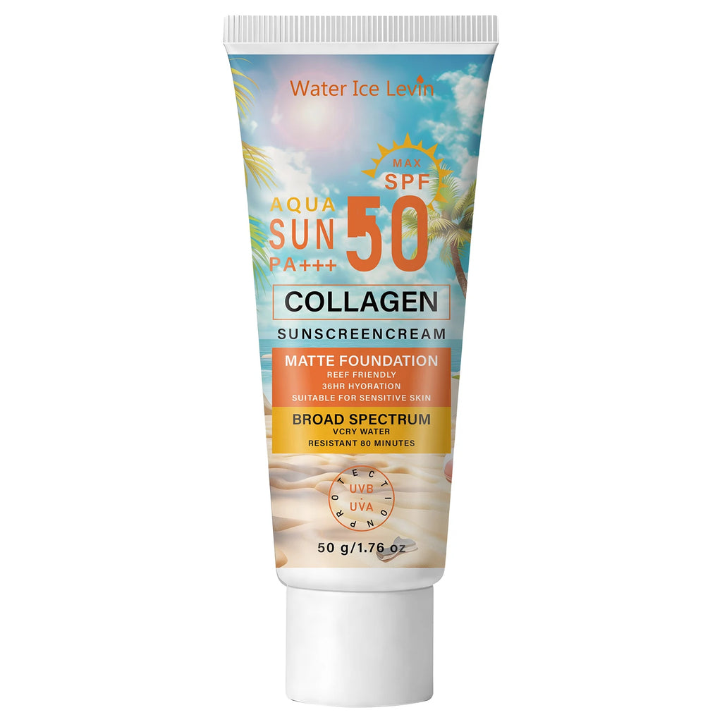 SPF50 PA+++ Collagen Sunscreen – 36HR Hydrating & Water Resistant Collagen Sunscreen Oasis Select WHITE 50g