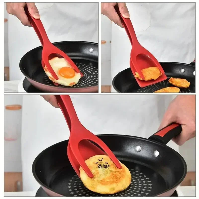 2 in 1 Shovel Clip Silicone Grip Flip Tongs Egg Steak Spatula Tongs Clamp Pancake Fried Turners Cooking Tool Kitchen Accessories Oasis Select