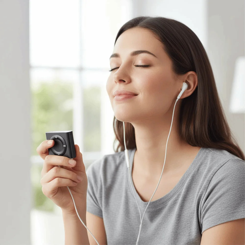 Mini MP3 Music Players Metal Clip-on Build in Speaker 180mAh Touch Tone Rechargeable with Headphone Support TF Card for Students Oasis Select