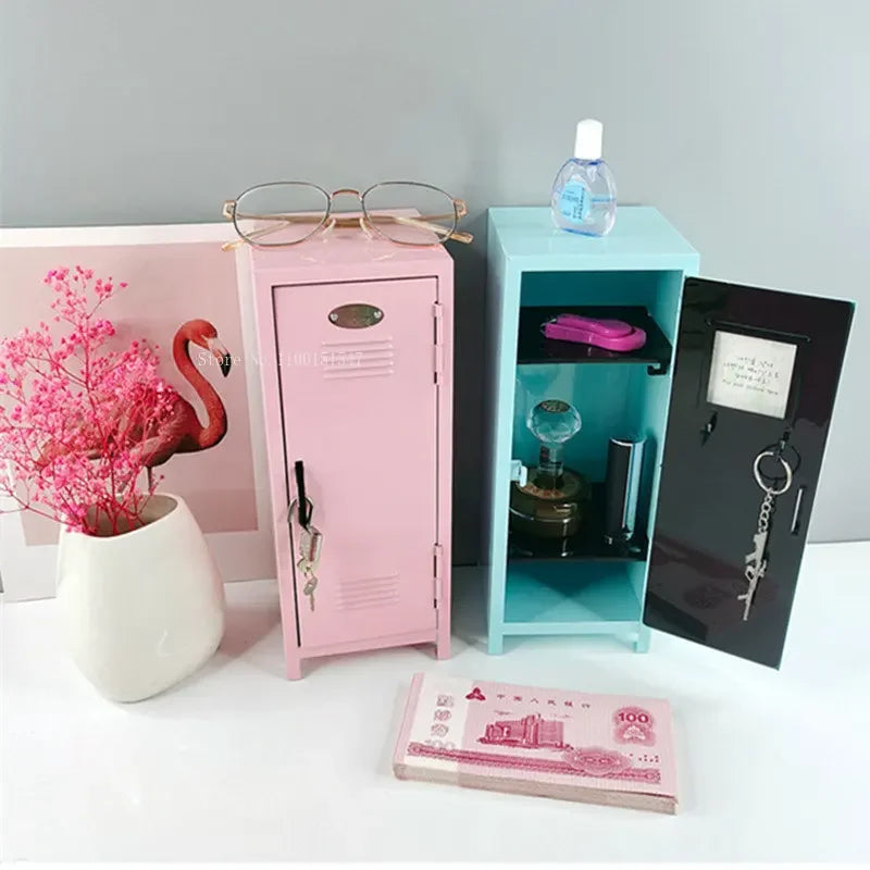 Iron Storage Box Dormitory Storage Cosmetics Paper Money Keys Bank Cards and Other Desktop Small Items Mini Locker Cabinet Oasis Select