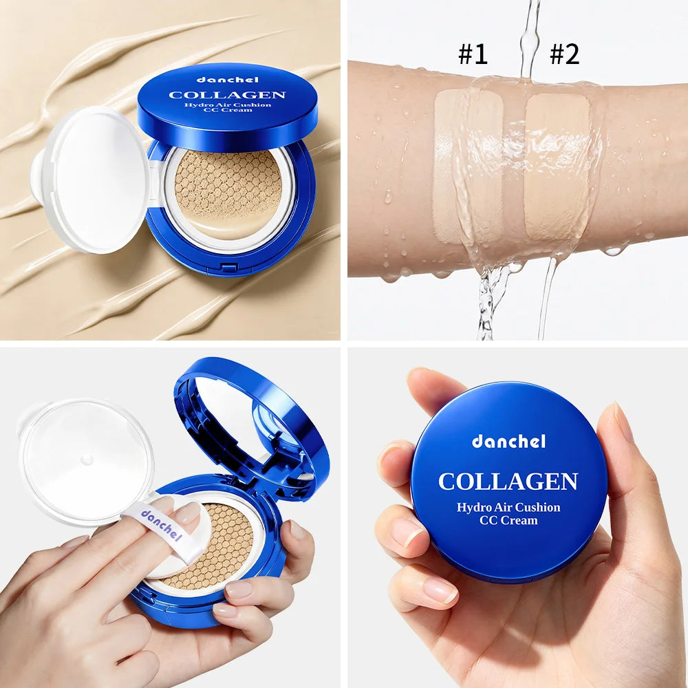 Collagen Air Cushion CC Cream Long-Lasting Hydration Buildable Coverage Foundation Natural Light Brightening Effect Face Makeup Oasis Select
