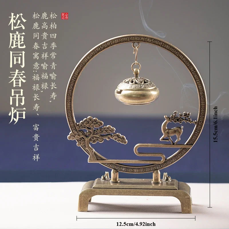 Welcome Pine Incense Burner Decoration Household Indoor Hanging Incense Burner Chinese Retro Censer Oasis Select C