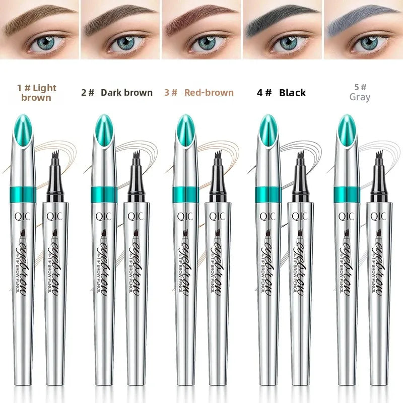 QIC Waterproof Liquid Eyebrow Pen – 4-Tip, Long-Lasting Brows
