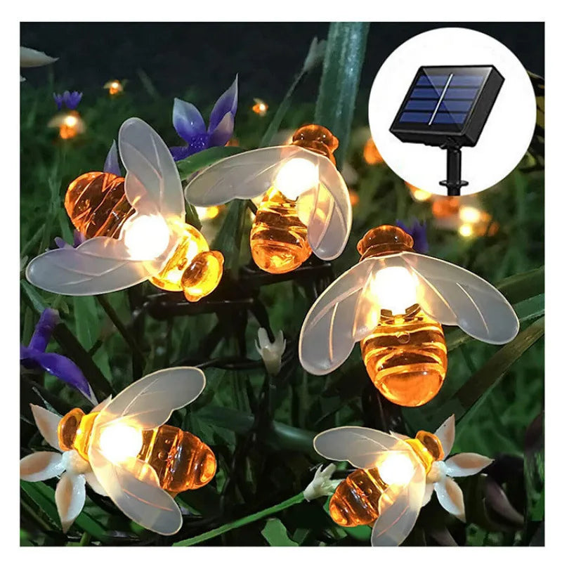 Led Solar Light String Cherry Blossom Bubble Ball String Outdoor Waterproof Christmas Festival Decorative Light String Oasis Select Bee warm white 7M 50 lights solar