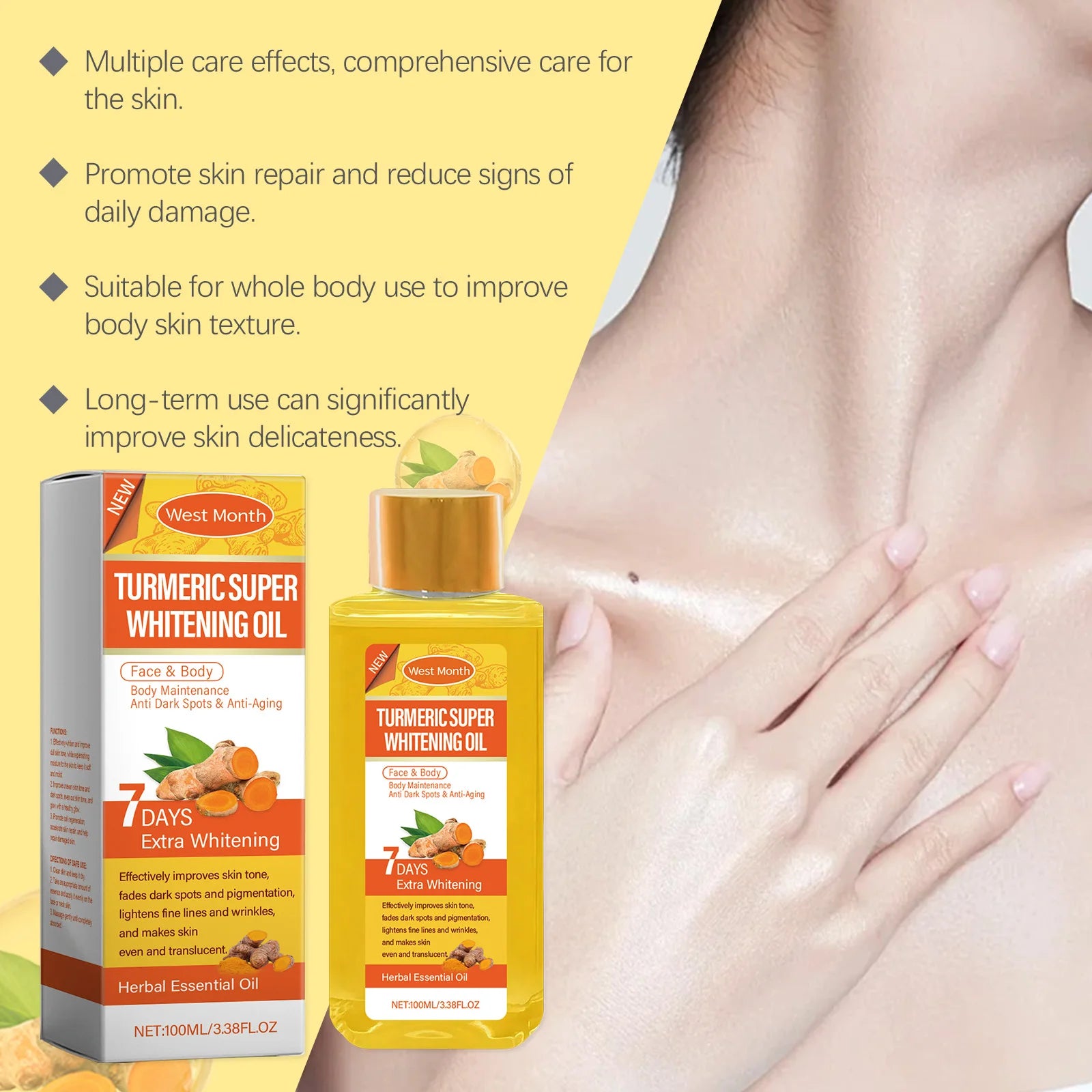 Turmeric Body Oil – Brightening & Moisturizing Skin Care 100ml Turmeric Body Oil Oasis Select
