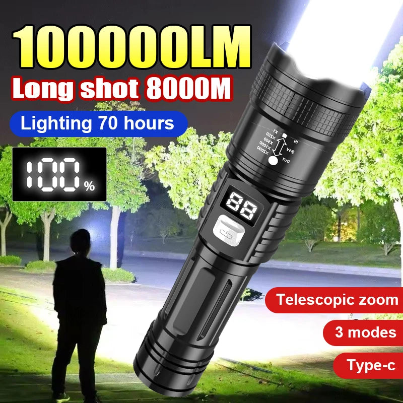 KDULIT Rechargeable LED Tactical Flashlight | Type-C Torch