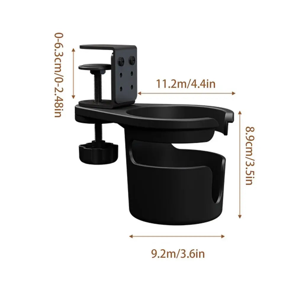 Desk Cup Holder Clamp Adjustable Anti-Spill Coffee Cup Holder 360 Degree Rotating Table Edge Clamp Cup Holder Anti-Fall Desk Oasis Select Black