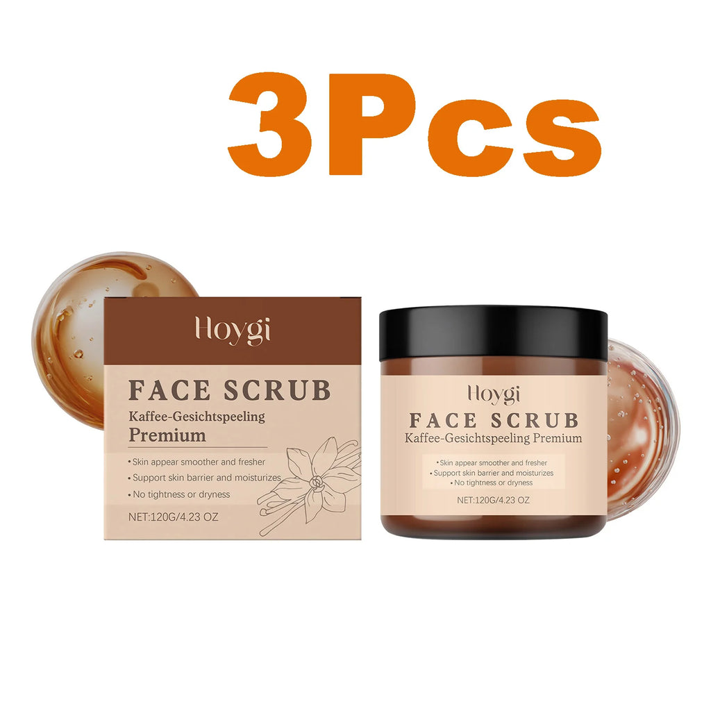 Hoygi Vanilla Coffee Face Scrub – Exfoliator & Oil Control Facial Scrub Oasis Select 3 x 120g Boxed