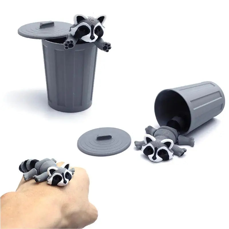 Creativity Plastics 3D Printed Toys Cartoon Flexible Raccoons Animals Figures Articulated Raccoon Fidget Toy Desktop Decoration Oasis Select